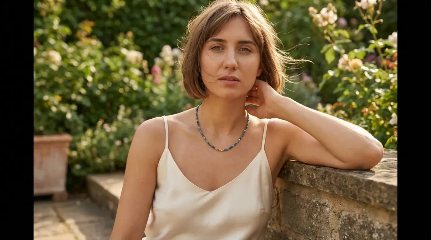 Halskette Lola Sterling Silber mit Apatit und Amazonit  Perlen